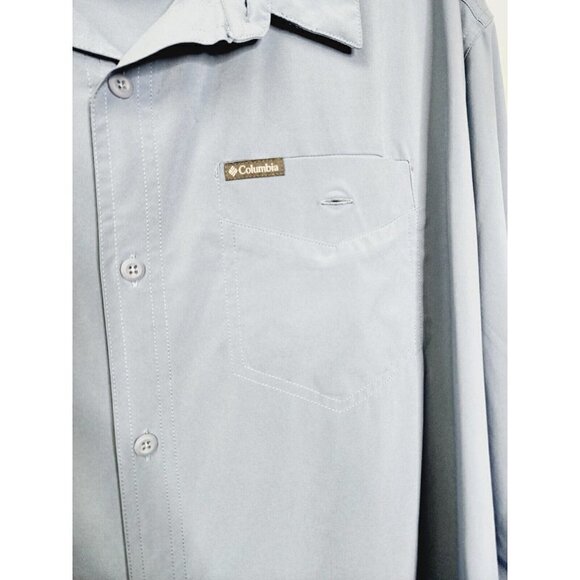 Columbia Mens Button Front Shirt Blue Long Sleeve Pocket Stretch Outdoor XXL - Picture 4 of 11